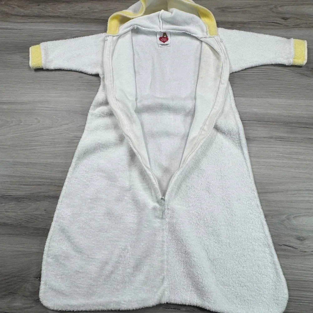 Vintage Care Bears Terry Cloth Zip Towel / Robe White Funshine Bear‎  Duck Baby